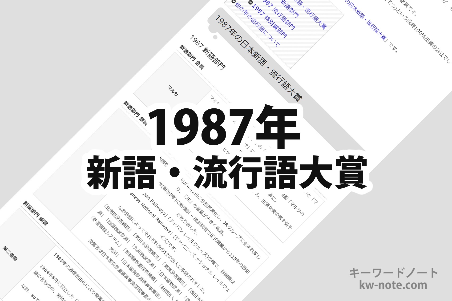 1987年 昭和62年 の 日本新語 流行語大賞 一覧と解説 キーワードノート